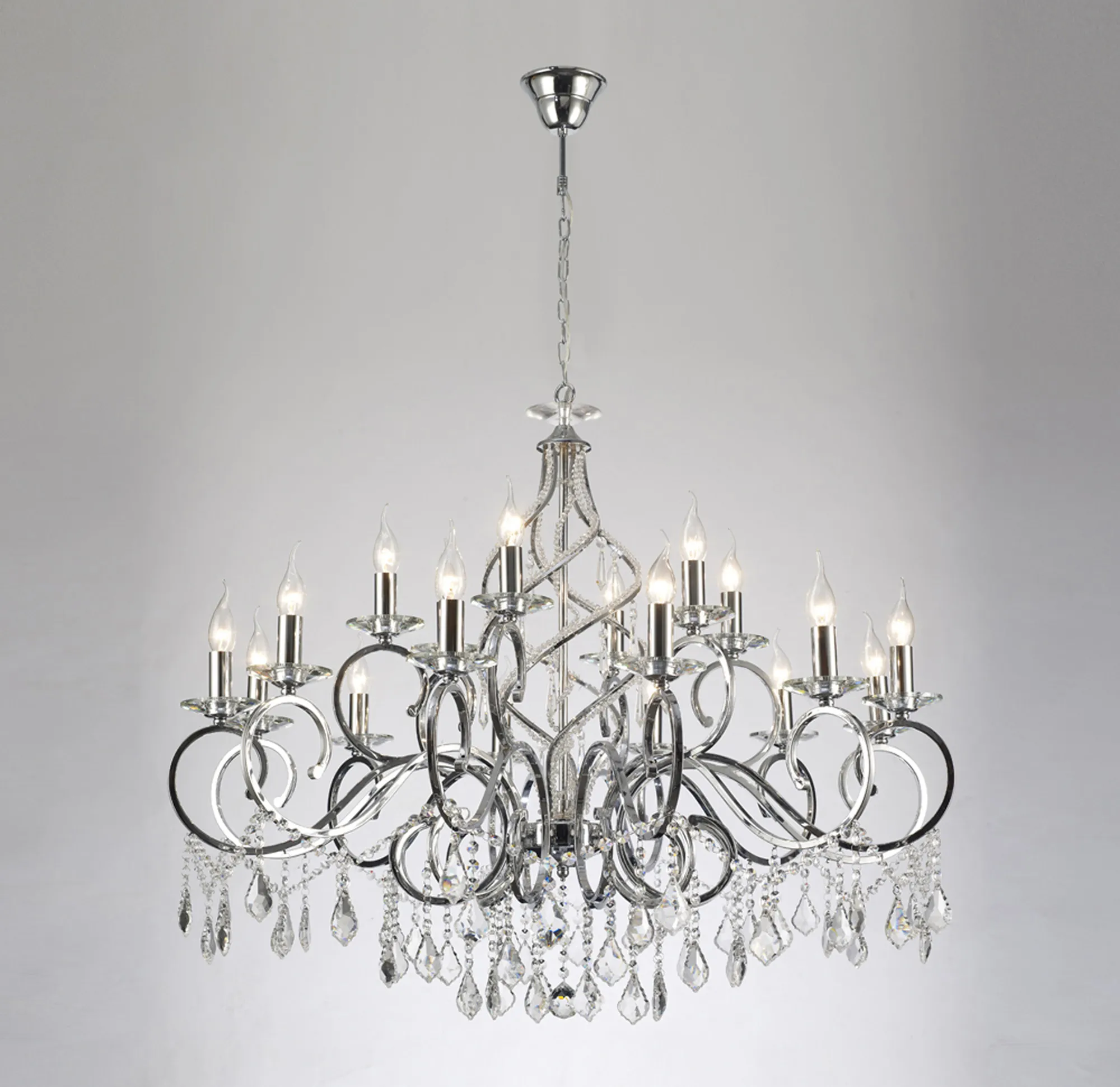 IL303112+6  Torino Crystal Chandelier 18 Light (16.5kg) Polished Chrome